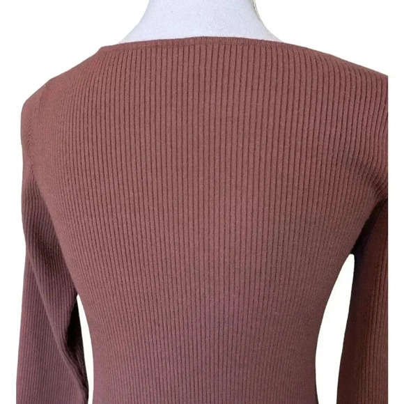 Aritzia Wilfred Gabrielle Ashy Rose Pink Off the Shoulder Midi Knit Dress Medium - Picture 7 of 8